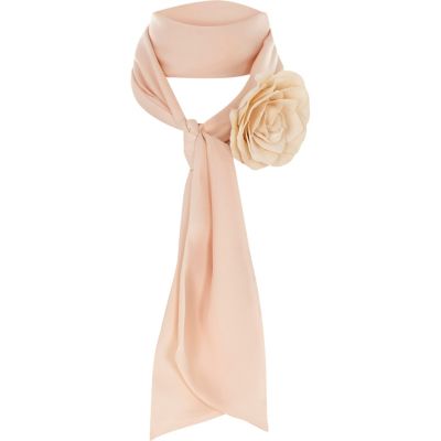 Blush pink corsage skinny scarf